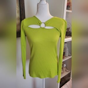 Michael Kors Lime Green Cut-Out Long Sleeve Top